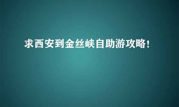 求西安到金丝峡自助游攻略！