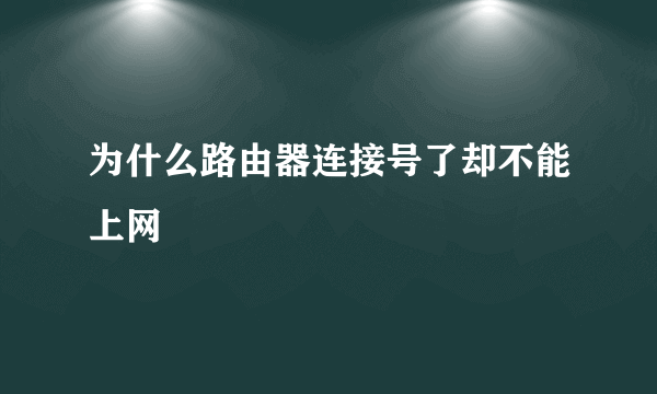 为什么路由器连接号了却不能上网