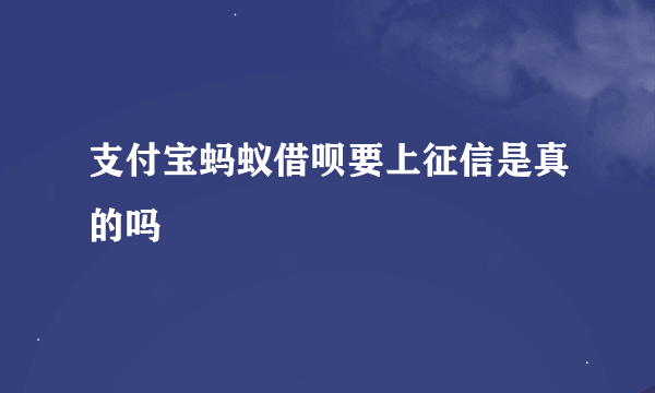 支付宝蚂蚁借呗要上征信是真的吗