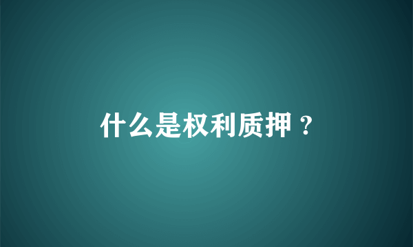 什么是权利质押 ?