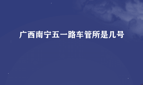 广西南宁五一路车管所是几号