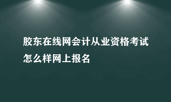 胶东在线网会计从业资格考试怎么样网上报名