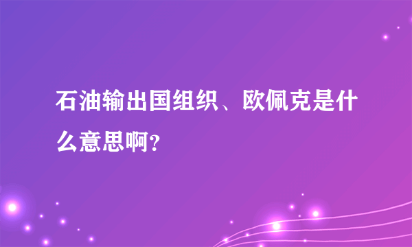 石油输出国组织、欧佩克是什么意思啊？