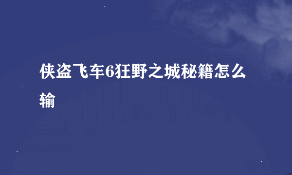 侠盗飞车6狂野之城秘籍怎么输