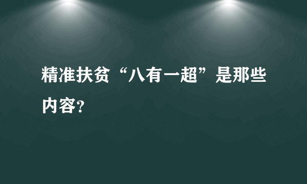 精准扶贫“八有一超”是那些内容？