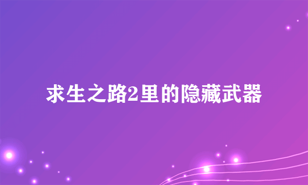 求生之路2里的隐藏武器