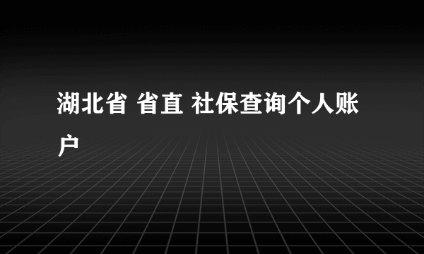 湖北省 省直 社保查询个人账户