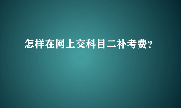 怎样在网上交科目二补考费？