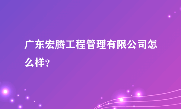 广东宏腾工程管理有限公司怎么样？