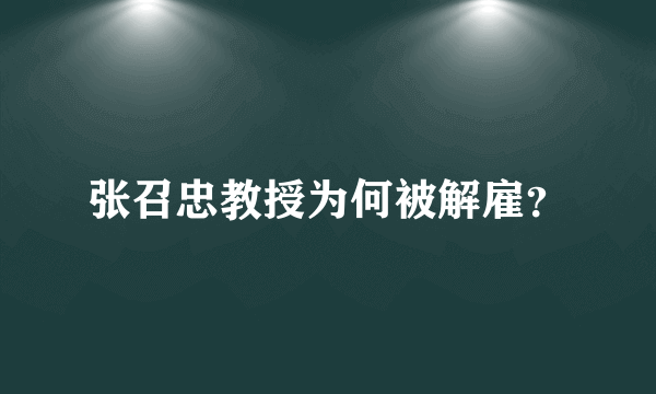 张召忠教授为何被解雇？