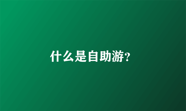 什么是自助游？