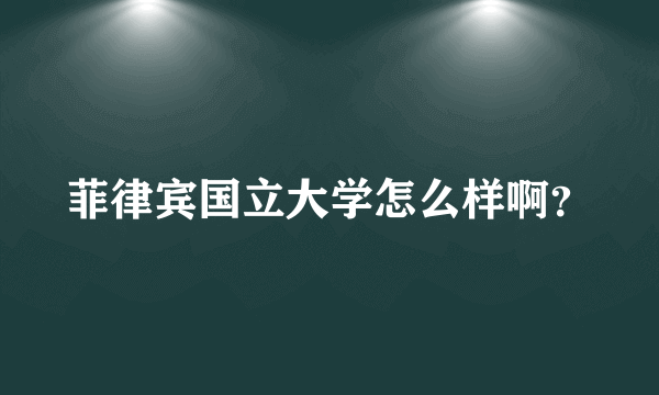 菲律宾国立大学怎么样啊？