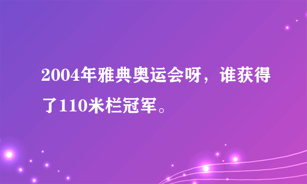 2004年雅典奥运会呀，谁获得了110米栏冠军。