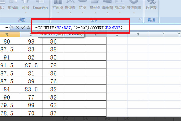 excel 如何计算优秀率