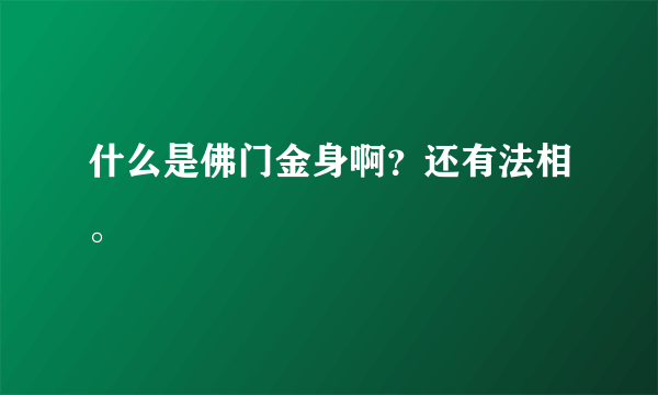 什么是佛门金身啊？还有法相。