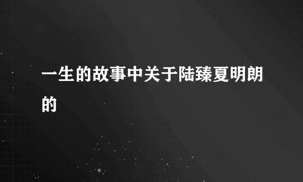 一生的故事中关于陆臻夏明朗的