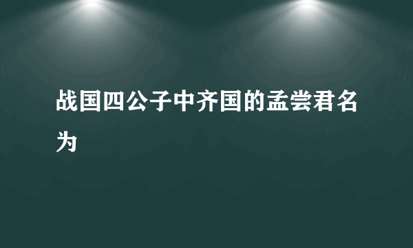 战国四公子中齐国的孟尝君名为