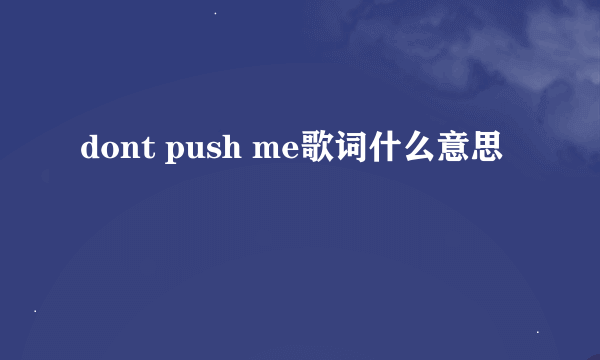 dont push me歌词什么意思