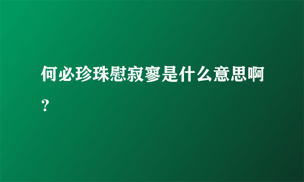 何必珍珠慰寂寥是什么意思啊？