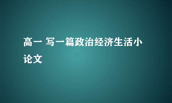 高一 写一篇政治经济生活小论文