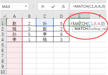 excel 中怎么让两列姓名相同排序（见图）