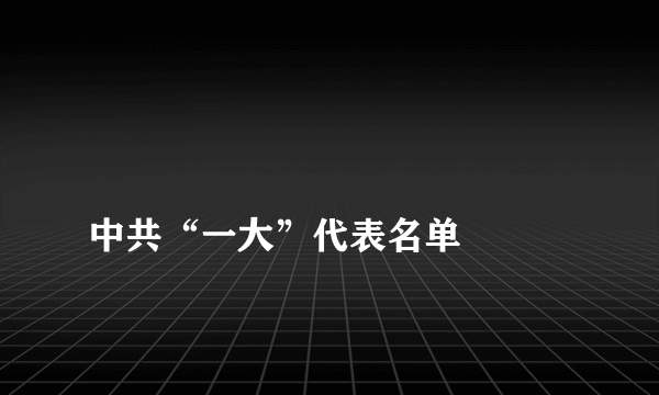 
中共“一大”代表名单

