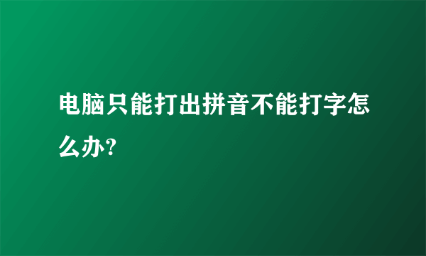 电脑只能打出拼音不能打字怎么办?