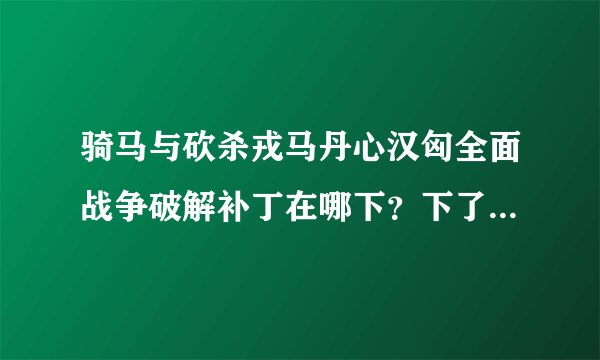 骑马与砍杀戎马丹心汉匈全面战争破解补丁在哪下？下了怎么用？