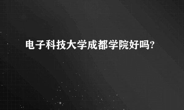 电子科技大学成都学院好吗?