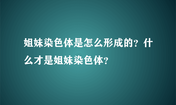 姐妹染色体是怎么形成的？什么才是姐妹染色体？