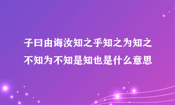 子曰由诲汝知之乎知之为知之不知为不知是知也是什么意思