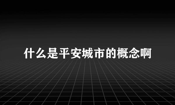 什么是平安城市的概念啊