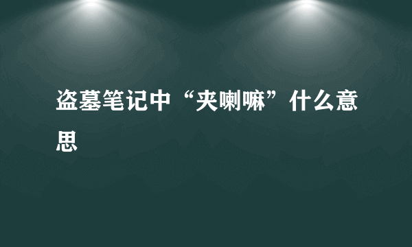 盗墓笔记中“夹喇嘛”什么意思