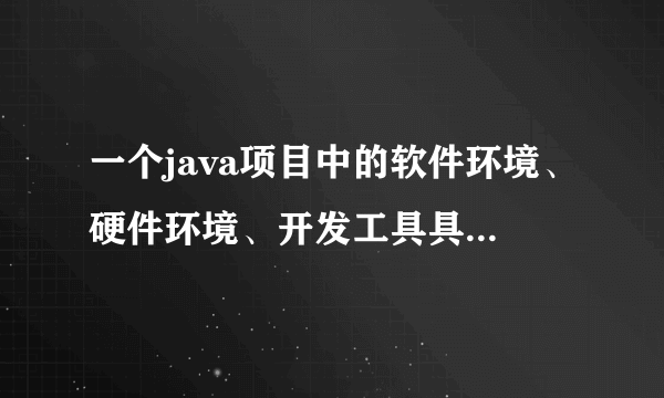 一个java项目中的软件环境、硬件环境、开发工具具体指的什么啊