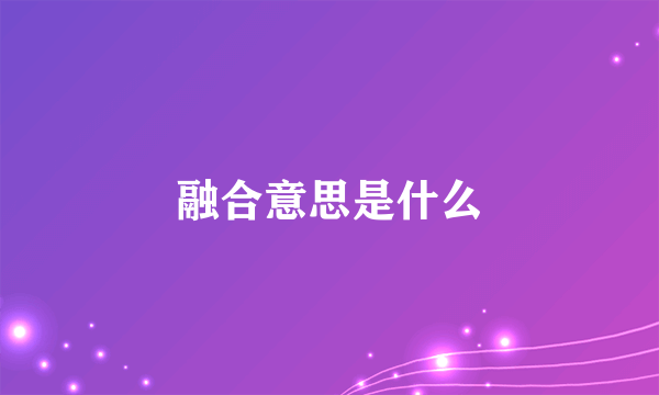 融合意思是什么