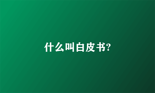 什么叫白皮书?