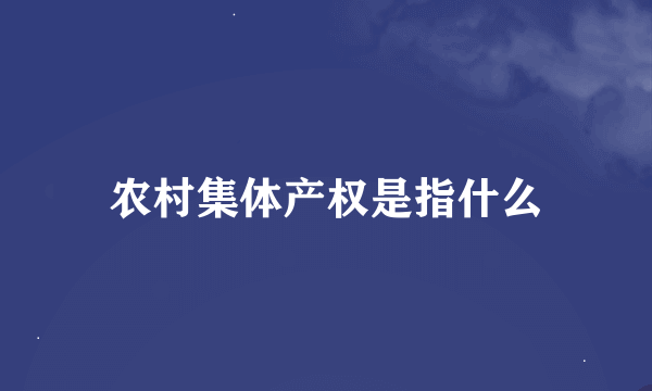 农村集体产权是指什么