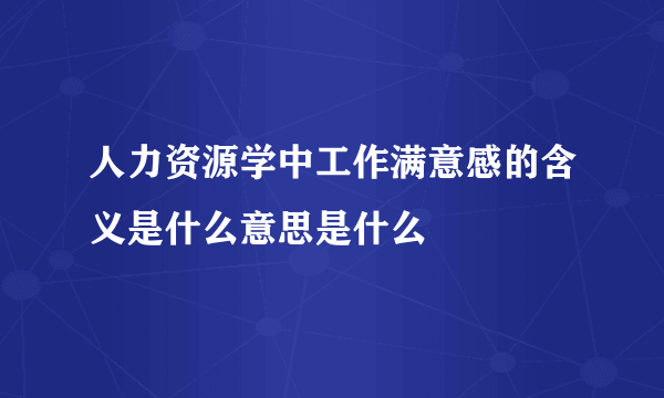 人力资源学中工作满意感的含义是什么意思是什么