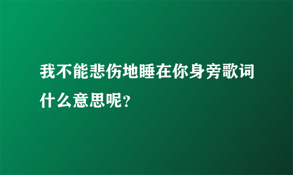 我不能悲伤地睡在你身旁歌词什么意思呢？