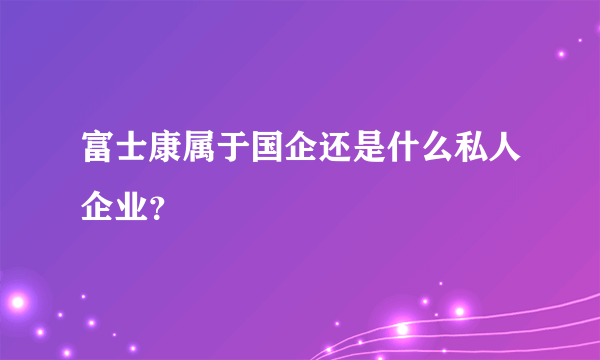 富士康属于国企还是什么私人企业？