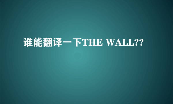 谁能翻译一下THE WALL??