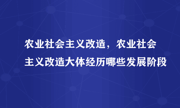 农业社会主义改造，农业社会主义改造大体经历哪些发展阶段