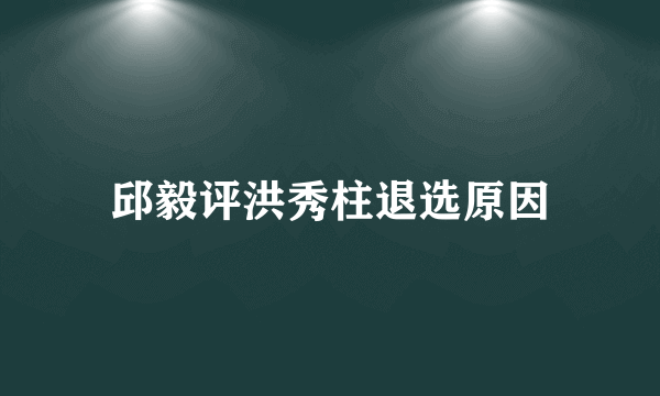 邱毅评洪秀柱退选原因