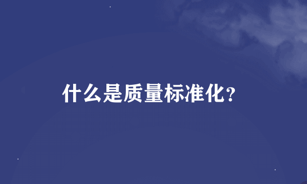 什么是质量标准化？