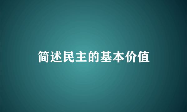 简述民主的基本价值