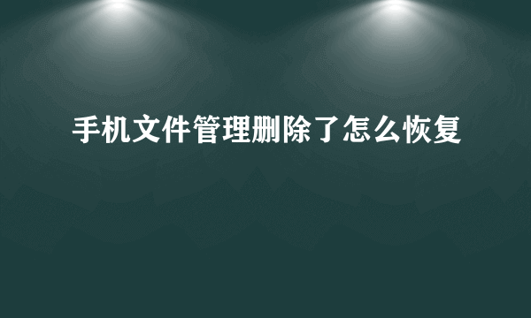 手机文件管理删除了怎么恢复