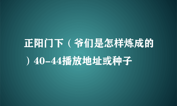 正阳门下（爷们是怎样炼成的）40-44播放地址或种子