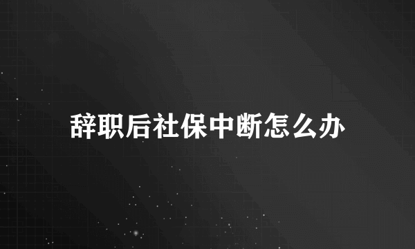 辞职后社保中断怎么办