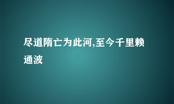 尽道隋亡为此河,至今千里赖通波