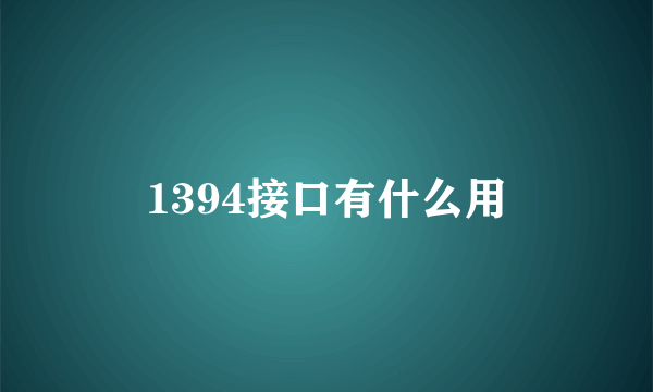 1394接口有什么用